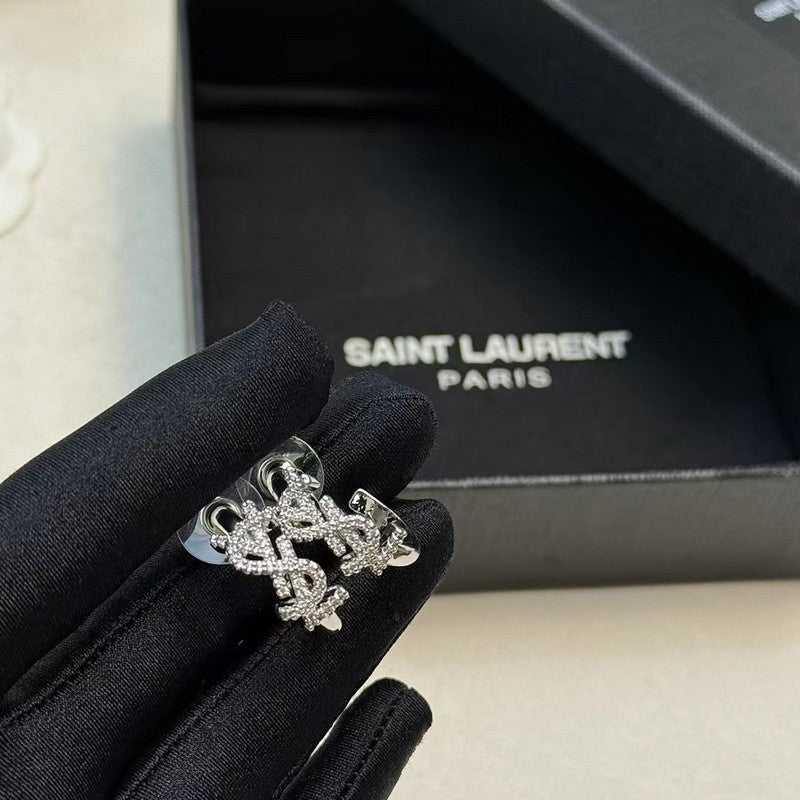 YSL Gold Diamond Circle Earrings - 18K Gold