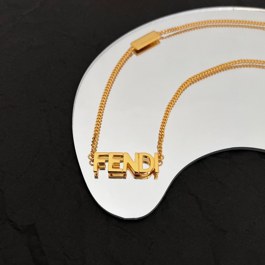 Fendi Script Necklace - 18K Gold