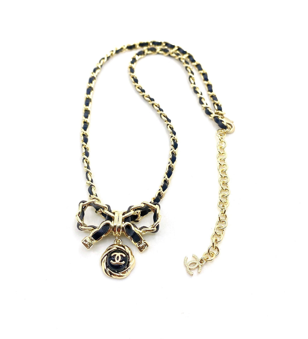 Chanel Rhinestone Bow Tie Necklace