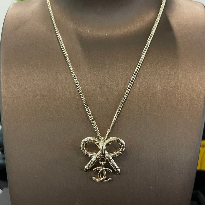 Chanel Gold Bow Tie Necklace