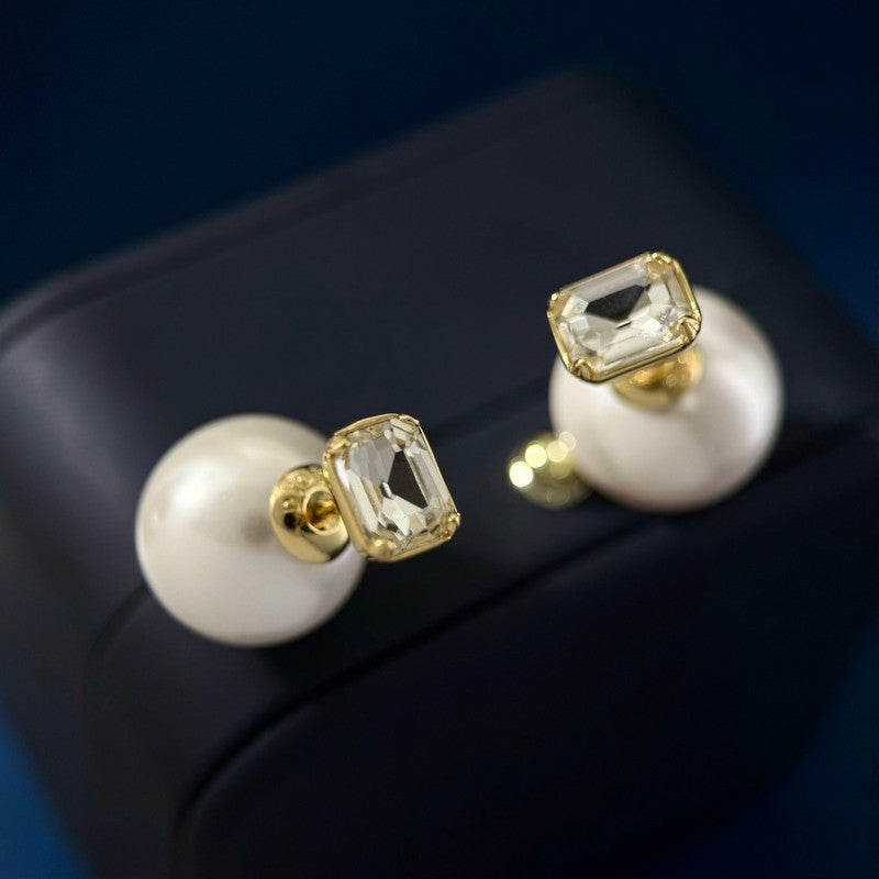 Dior Pearl Crystal Earrings - 18K Yellow Gold