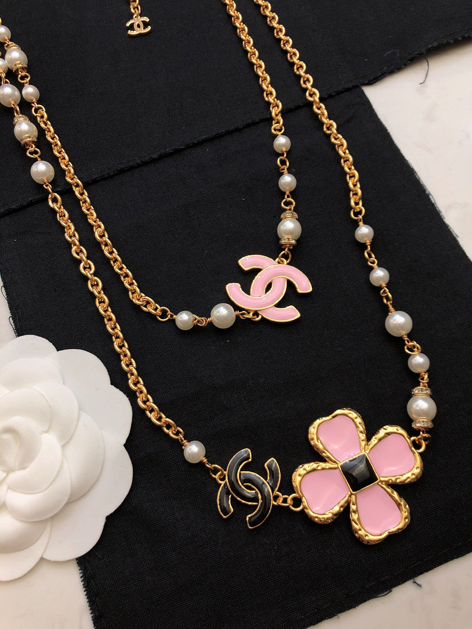 Chanel Pink Flowers Necklace