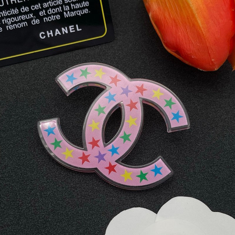 Chanel Pink & Black Star Brooch