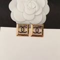 Chanel Square Hollow Earrings - 18K Yellow Gold