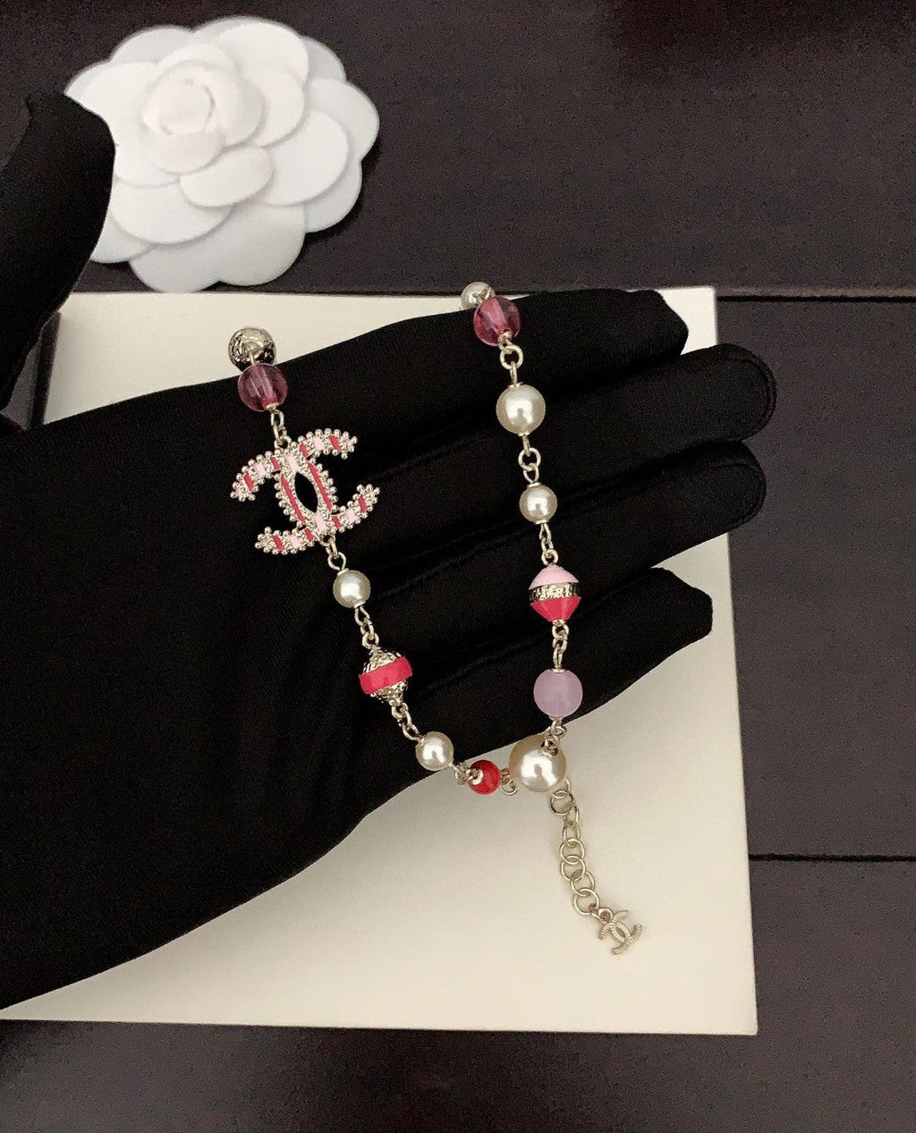 Chanel Pink & White Pearl Necklace