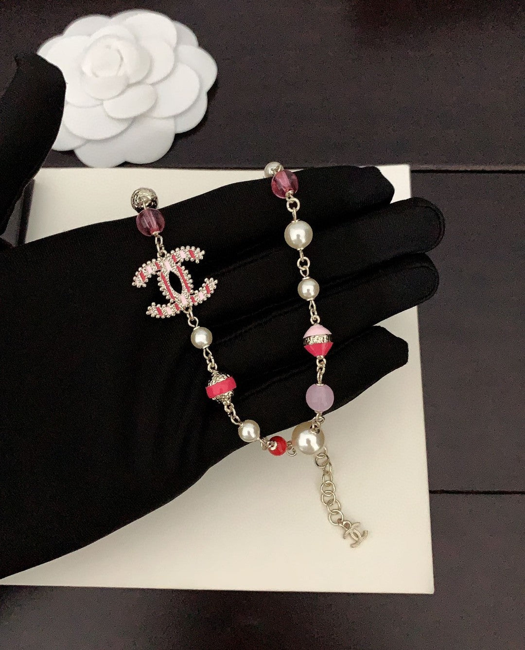 Chanel Pink & White Pearl Necklace