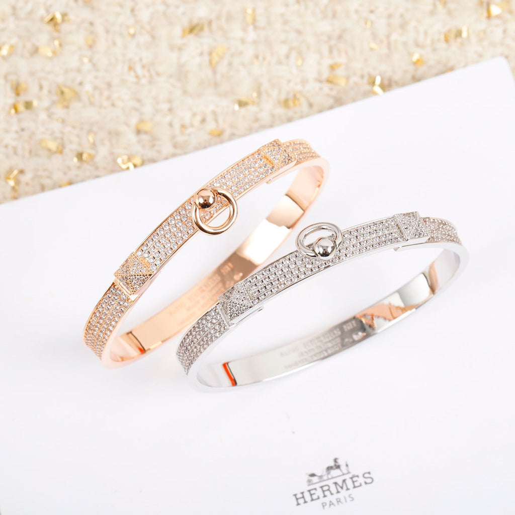Hermes Collier De Chien Diamond Bracelet - 18K White Gold
