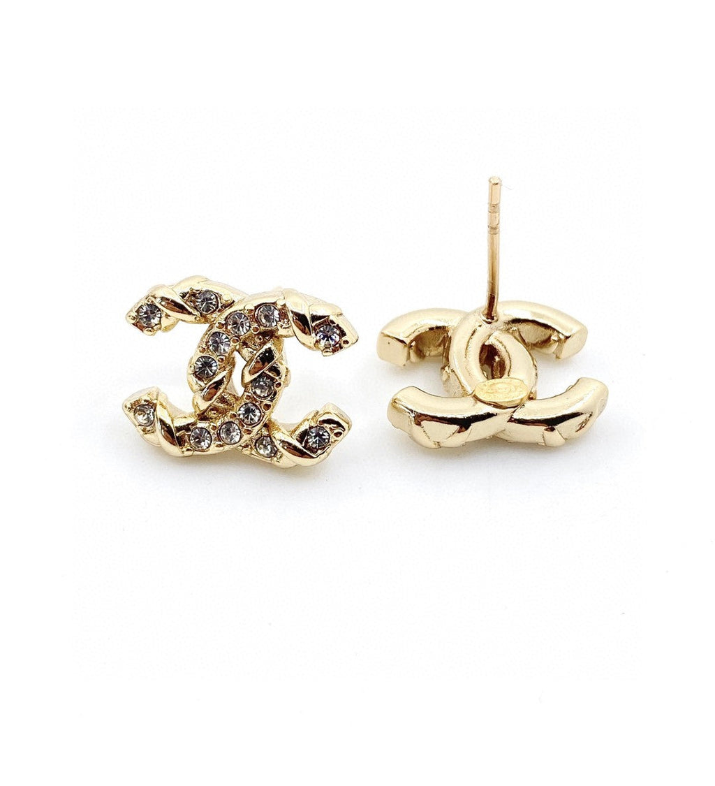 Chanel Full Crystal Earrings - 18K Yellow Gold