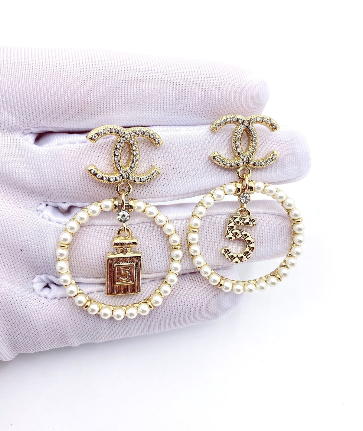 Chanel No.5 Perfume Bottle Earrings - 18K Yellow Gold