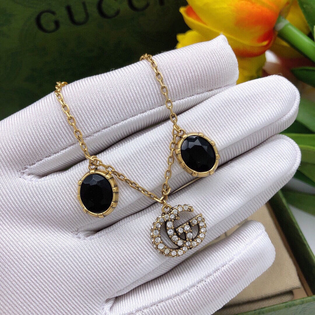 Gucci Double G Black Stones Bracelet