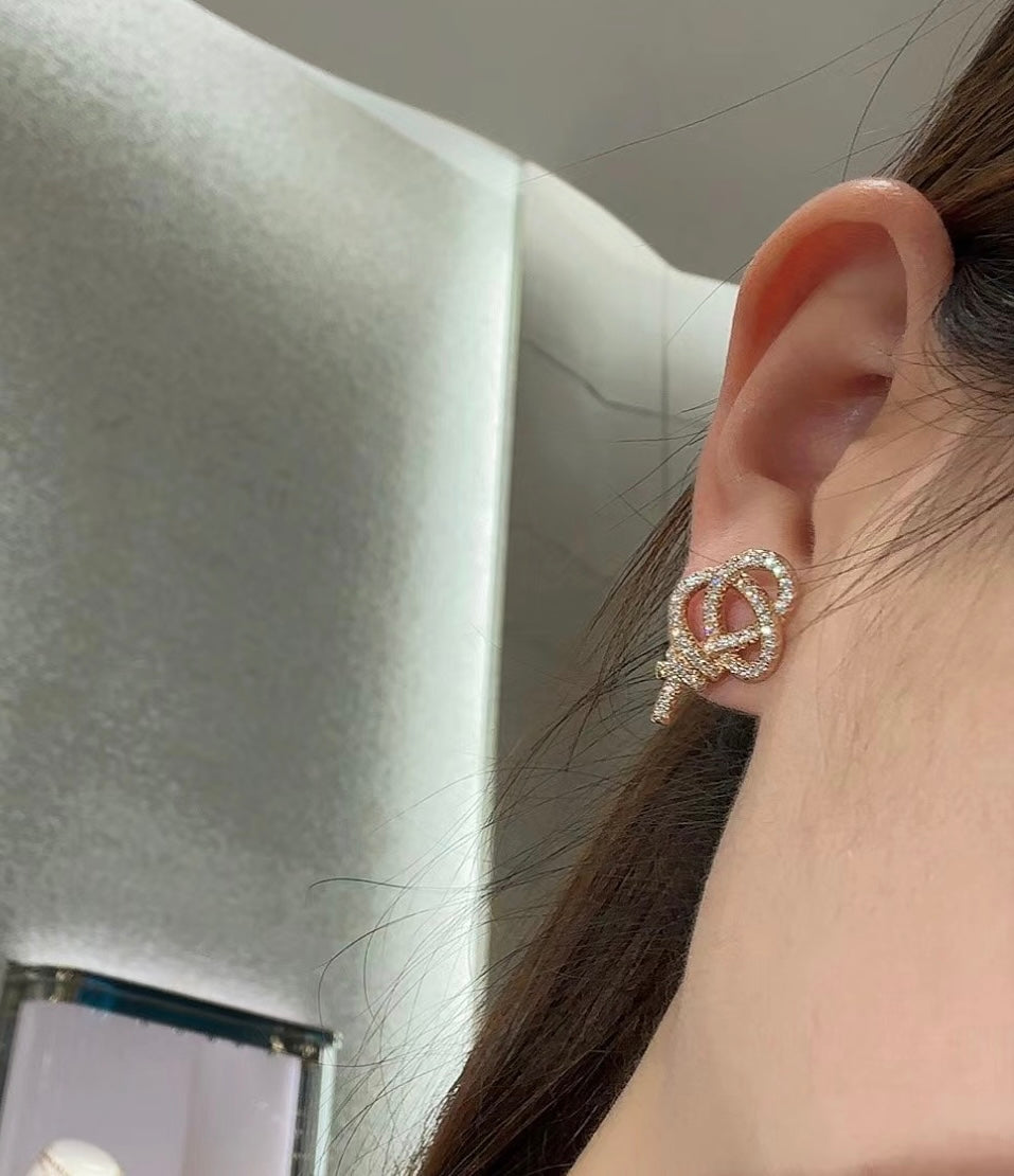 Tiffany Keys Woven Diamond Earrings - 18K Rose Gold