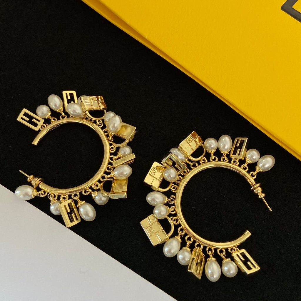 Fendi Pearl Earrings - 18K Yellow Gold