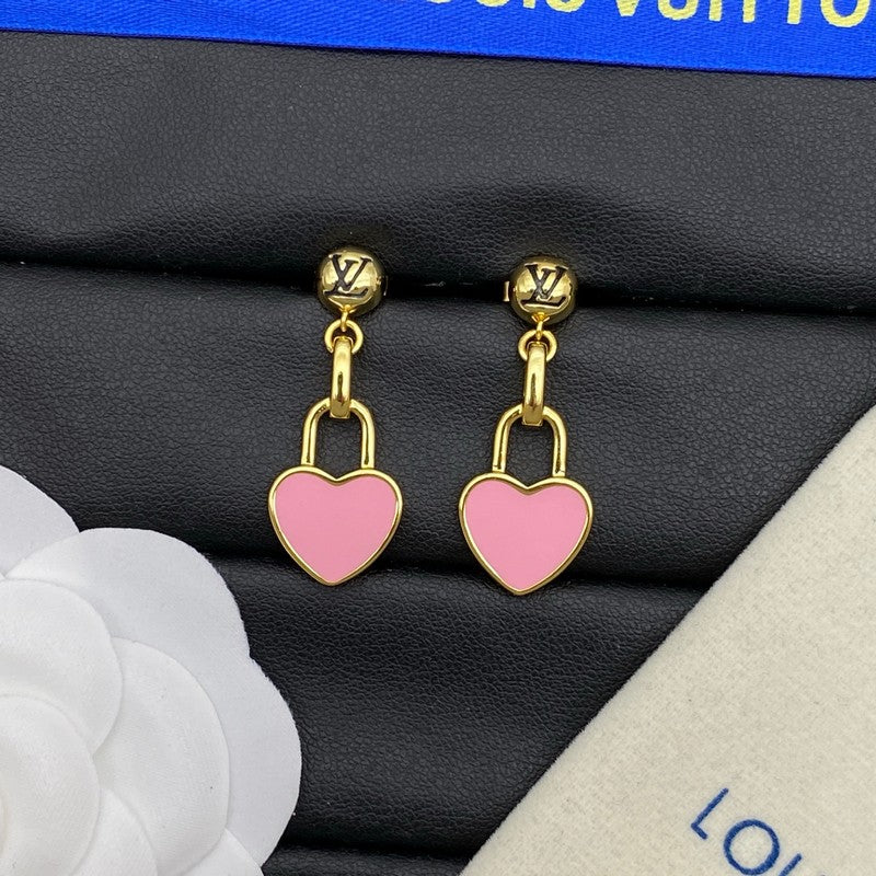 Louis Vuitton Pink Heart Earrings - 18K Gold