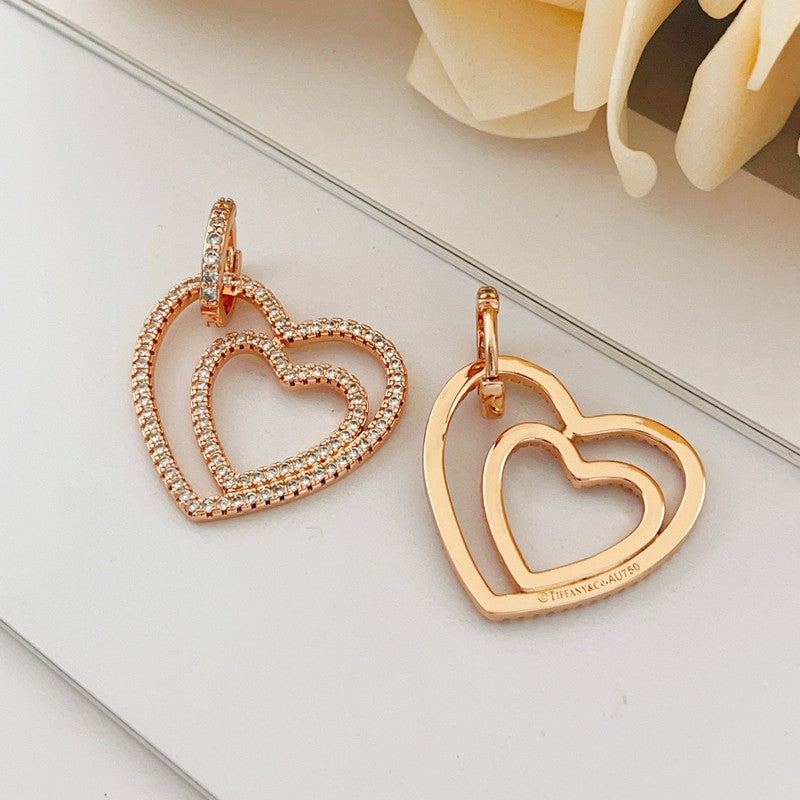 Tiffany Heart Diamond Earrings - 18K Gold