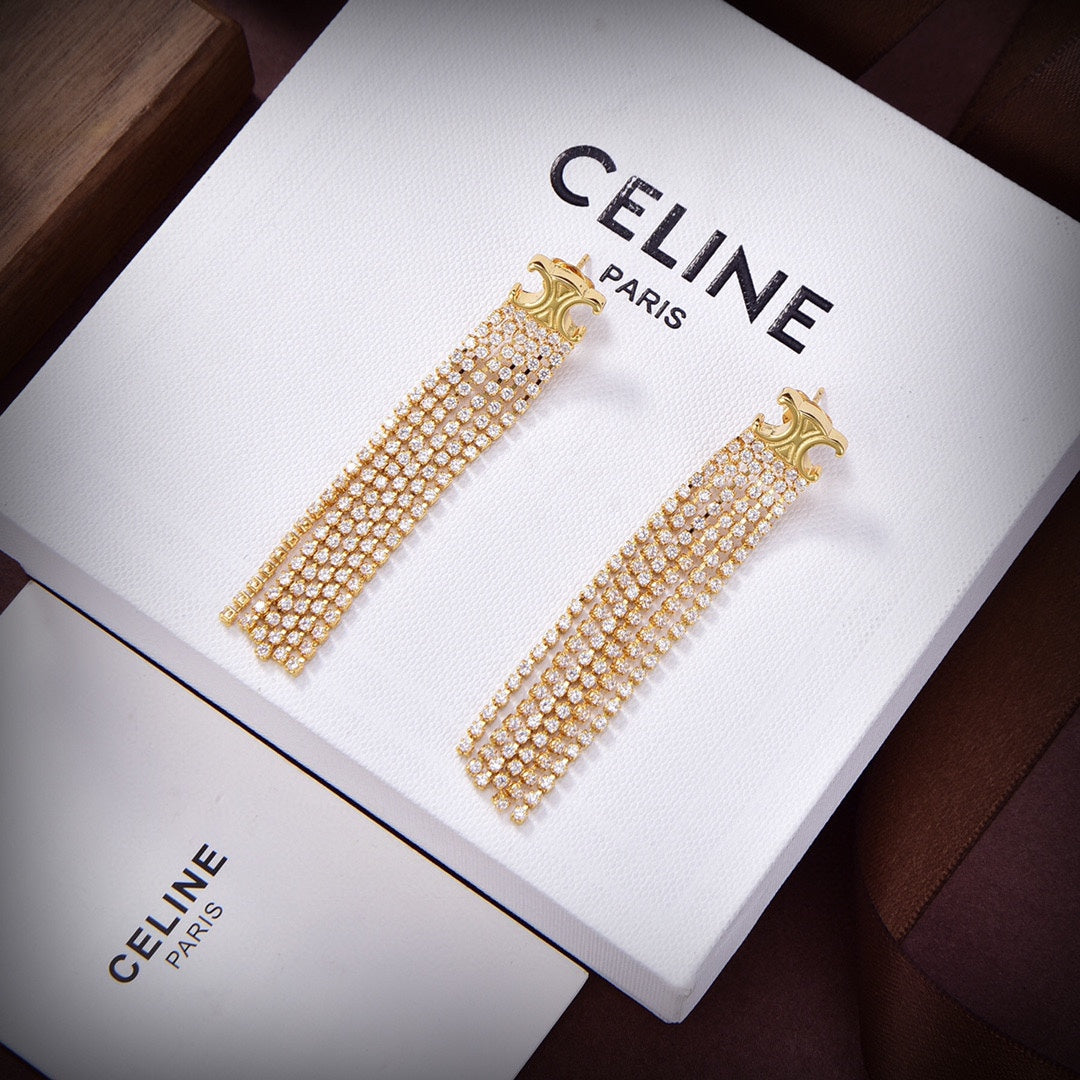 Celine Triomphe Precious Tassels Earrings - 18K Gold