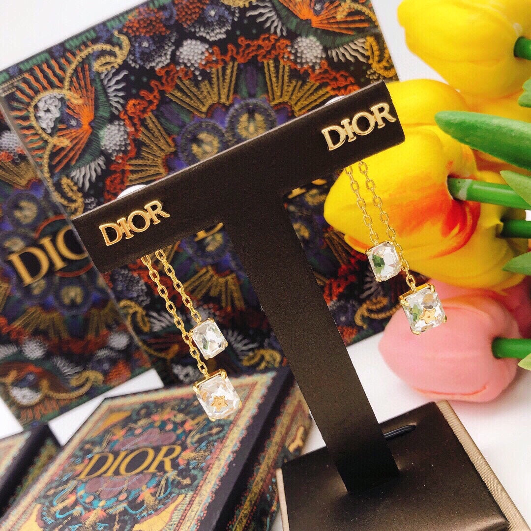 Dior Tassel Crystal Star Earrings