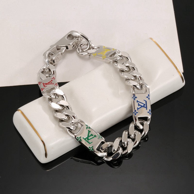 Louis Vuitton Monogram Color Logo Chain Bracelet