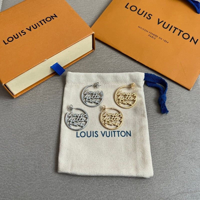 Louis Vuitton Script Earrings - 18K Gold