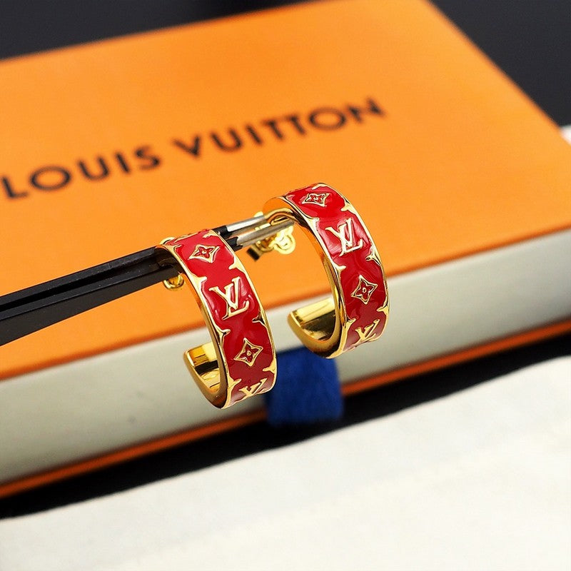 Louis Vuitton Nanogram Enamel Earrings - 18K Yellow Gold