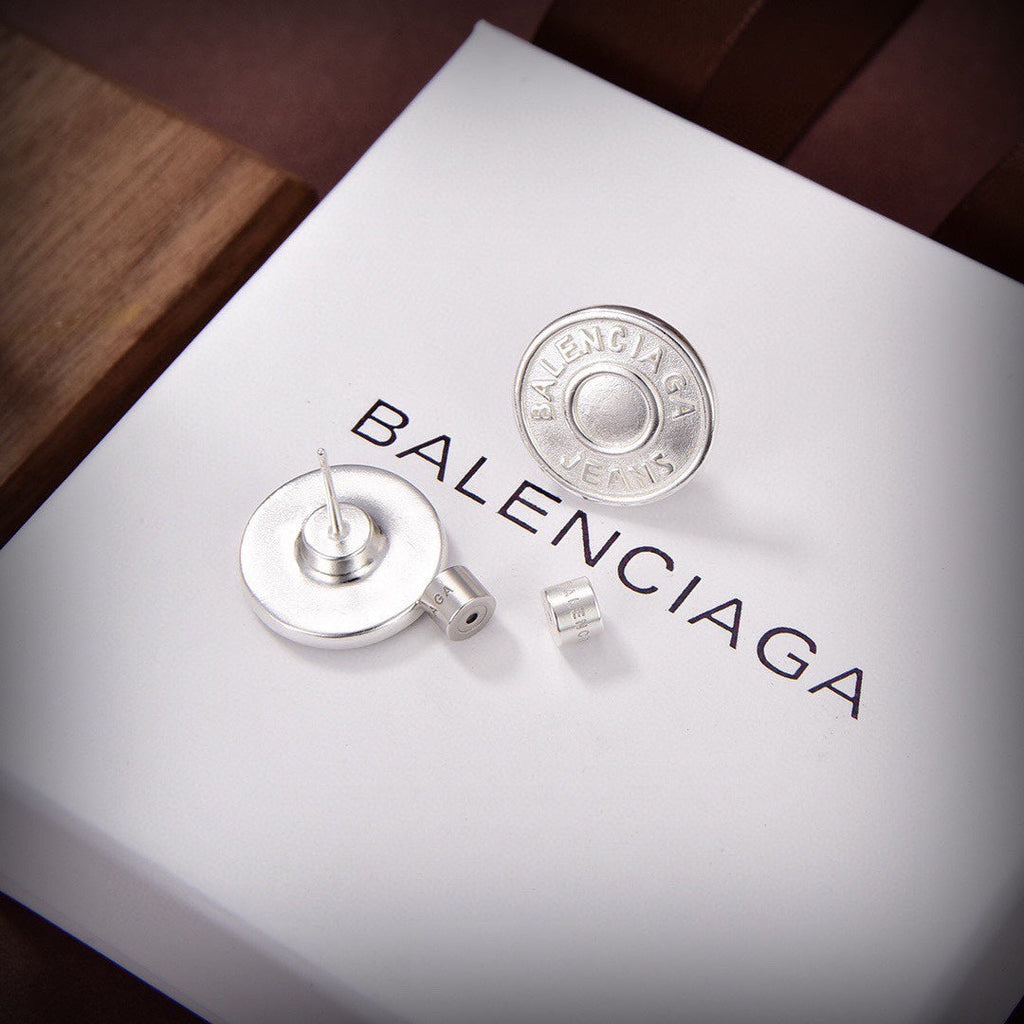 Balenciaga Circle Earrings - 18K White Gold