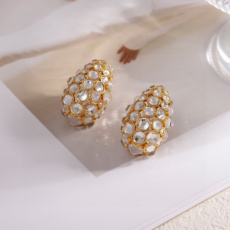 Valentino Crystal Earrings - 18K Yellow Gold