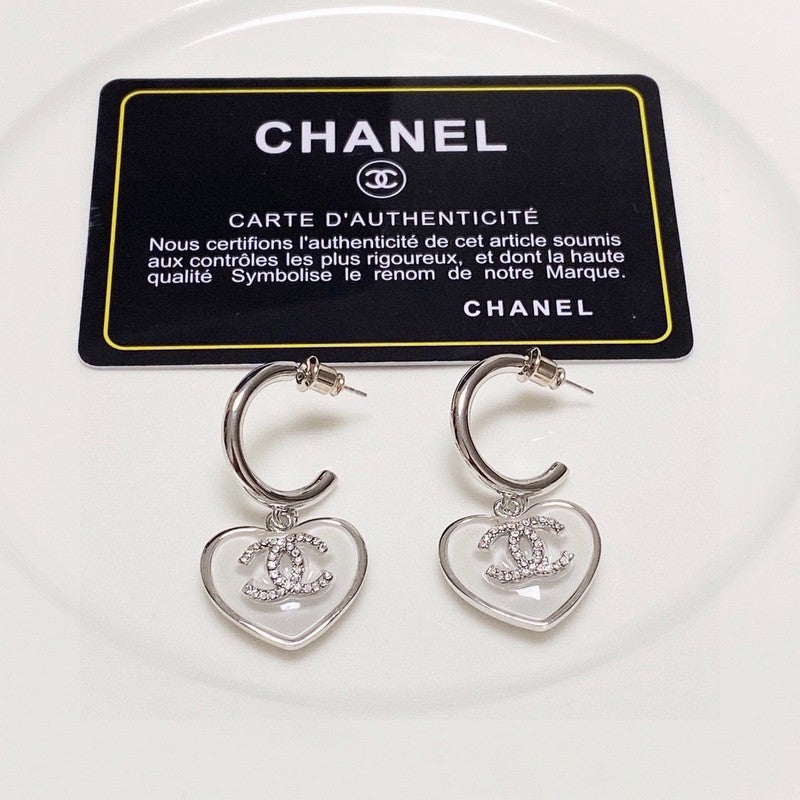 Chanel White Heart Earrings - 18K White Gold