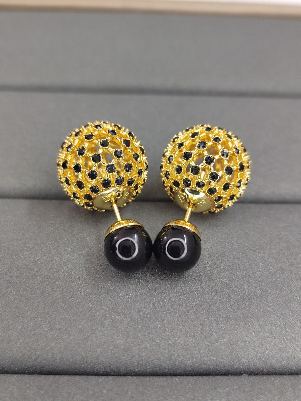 Dior Tribales Black Stone-Effect Resin Pearl Earrings