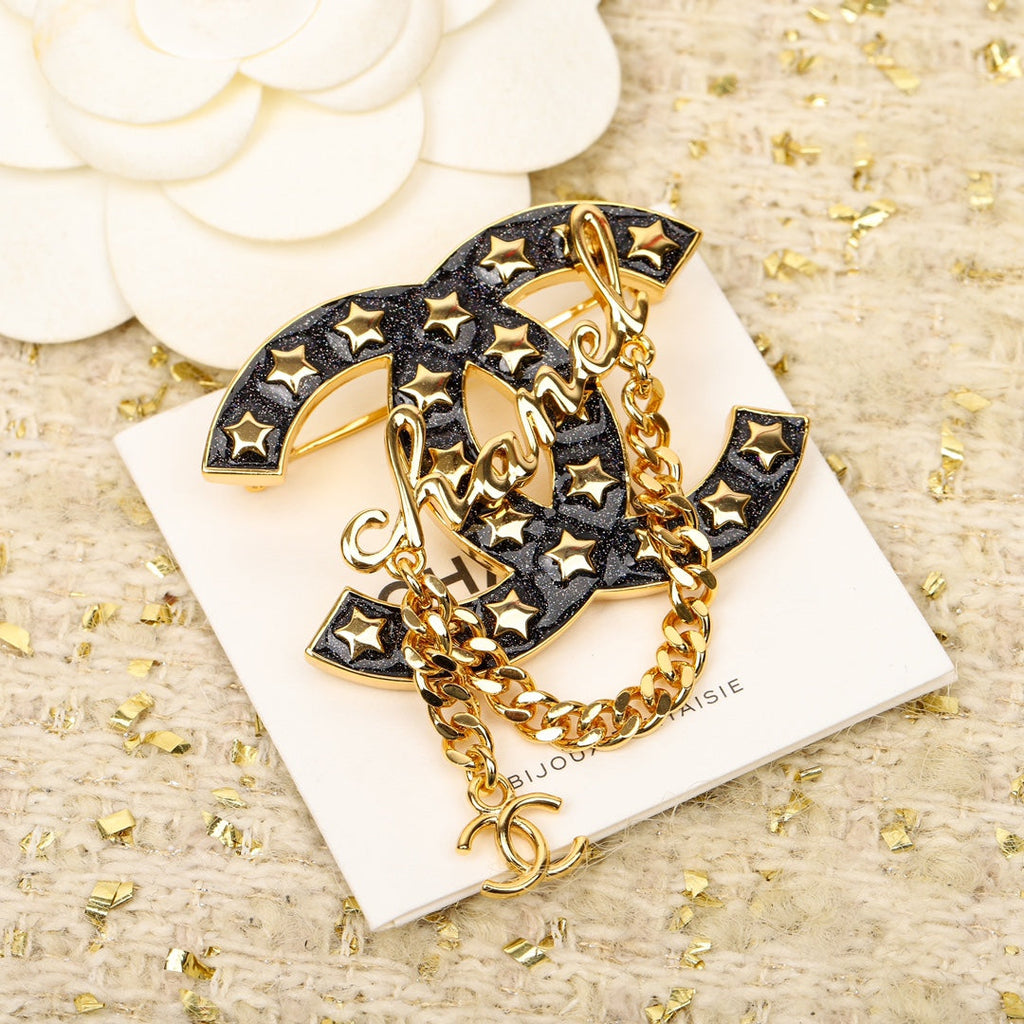 Chanel Black Chain Brooch