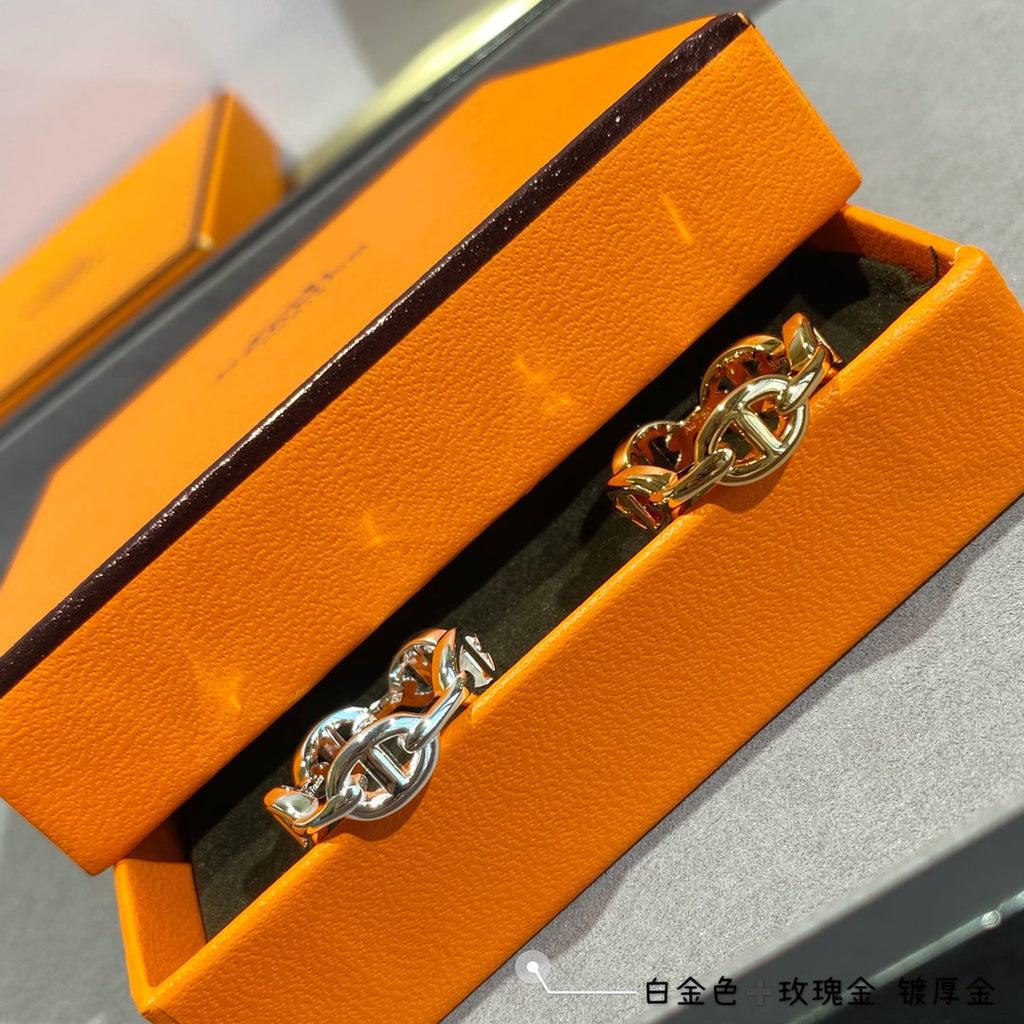 Hermes Chaine D'Ancre Enchainee Ring - 18K Yellow Gold