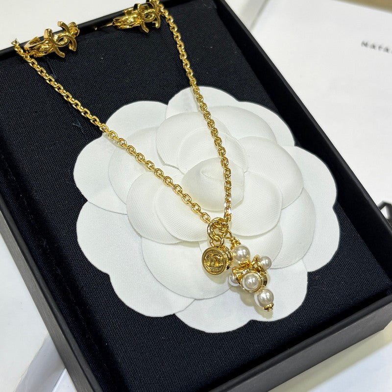 Chanel 26P Grape Pearl Gold Necklace