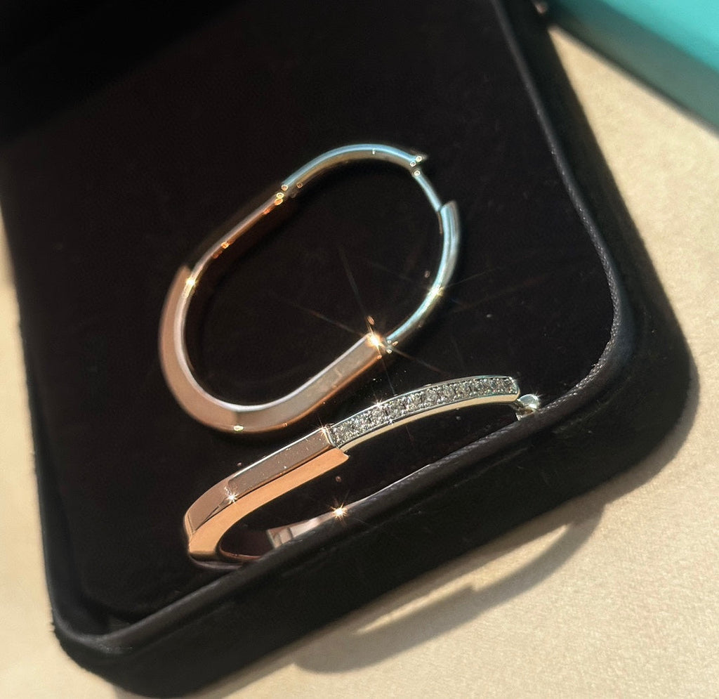 Tiffany Lock Moissanite Earrings - 18K Rose Gold