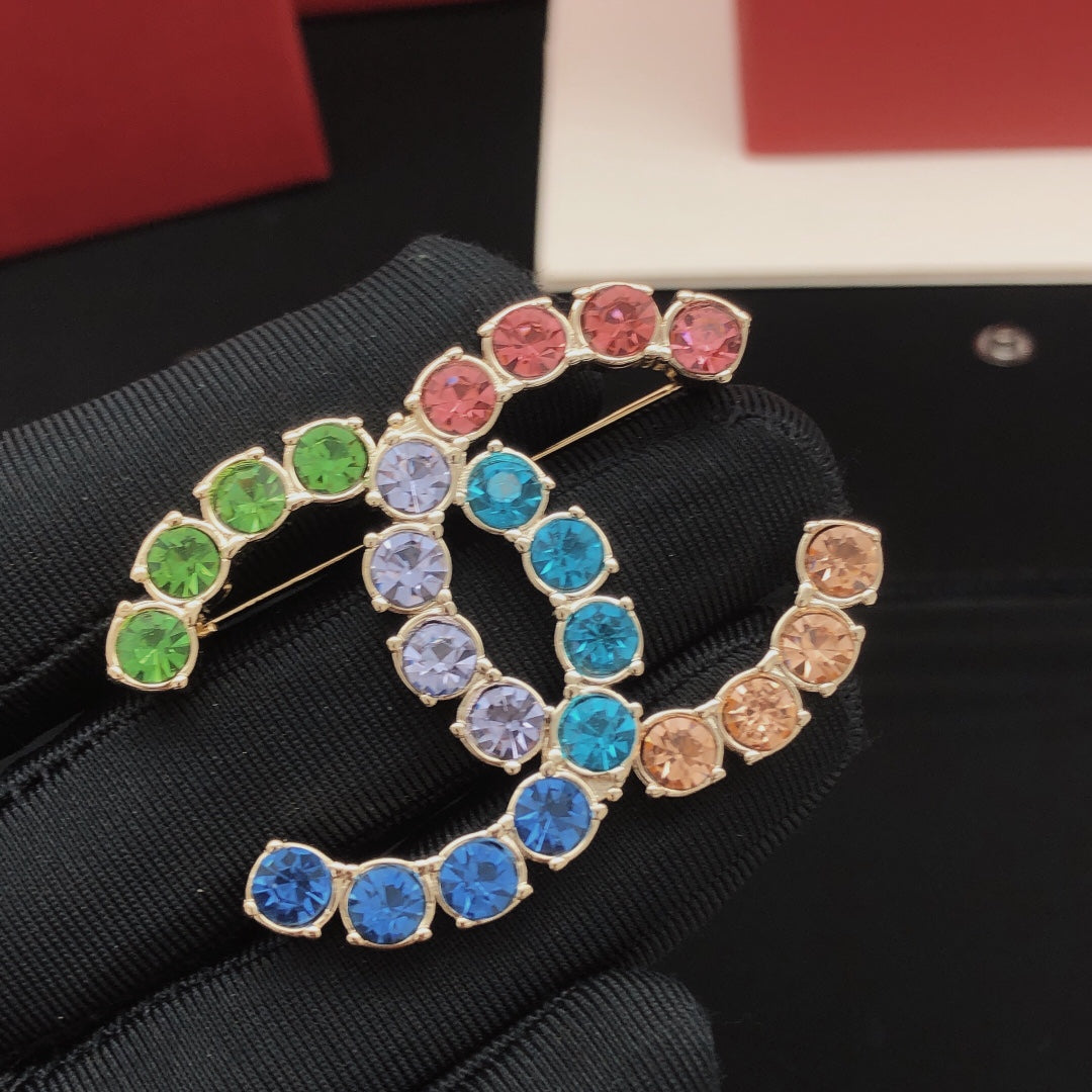 Chanel Color Crystal Brooch