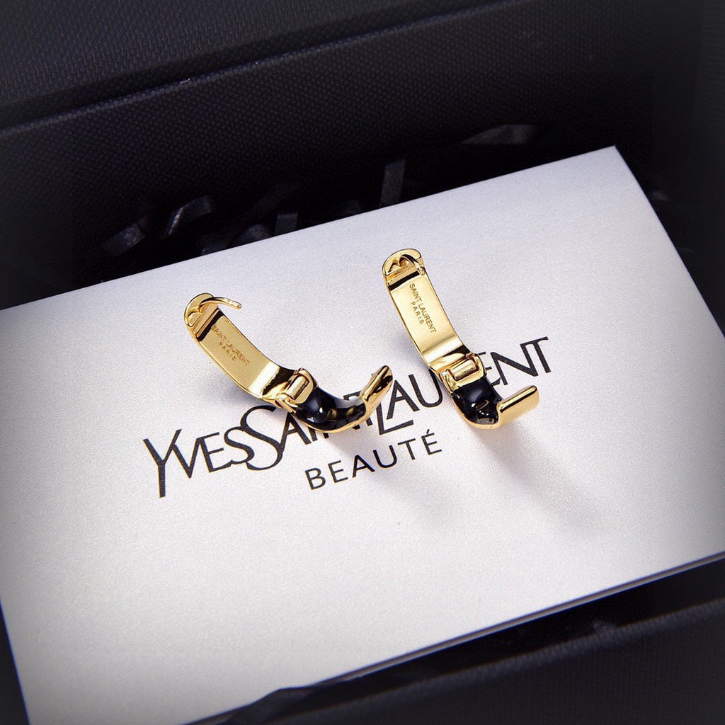 YSL Black Earrings - 18K Yellow Gold