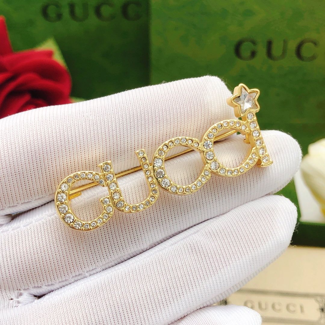 Gucci Double G Diamond Brooch