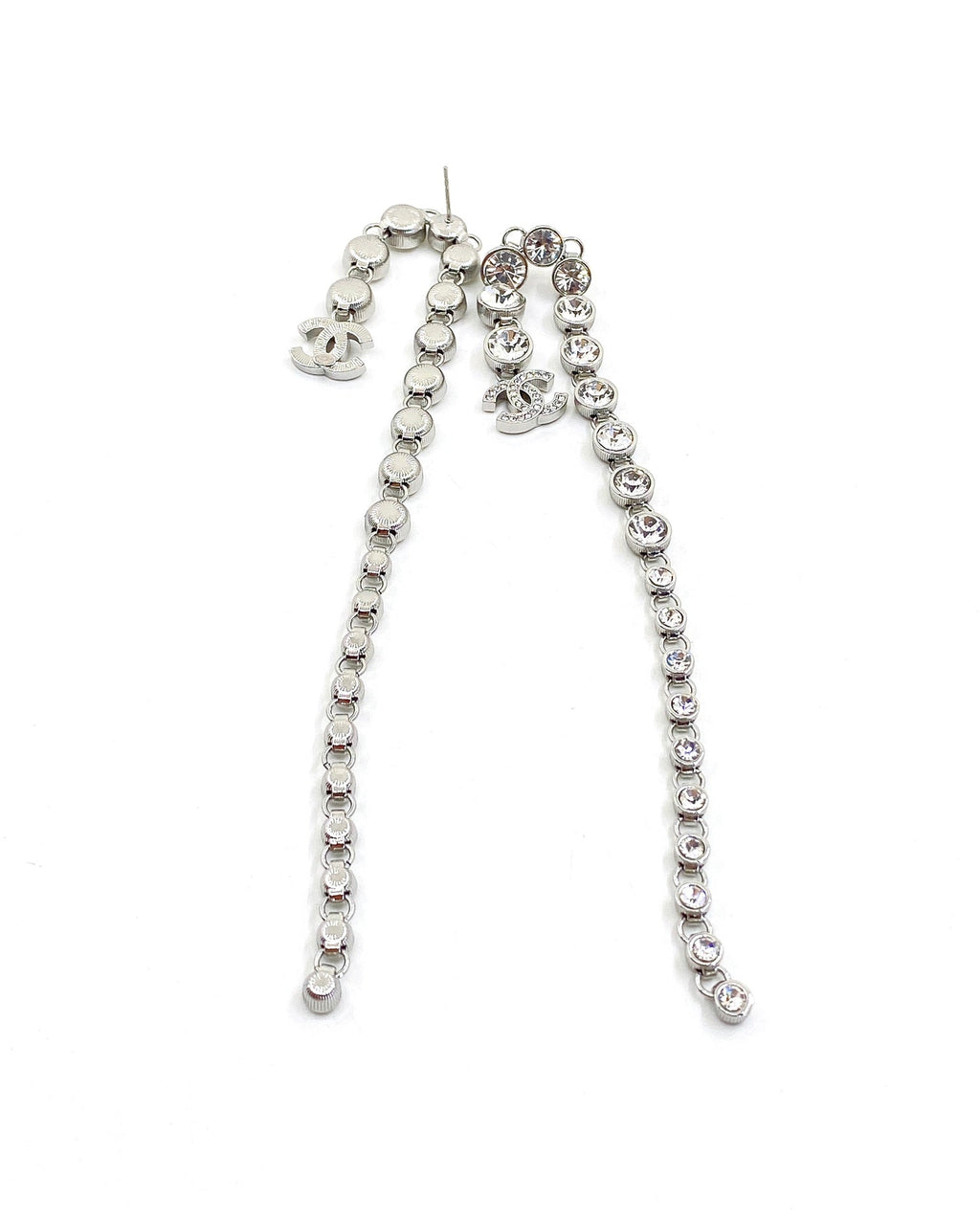 Chanel Long Crystal Earrings - 18K White Gold