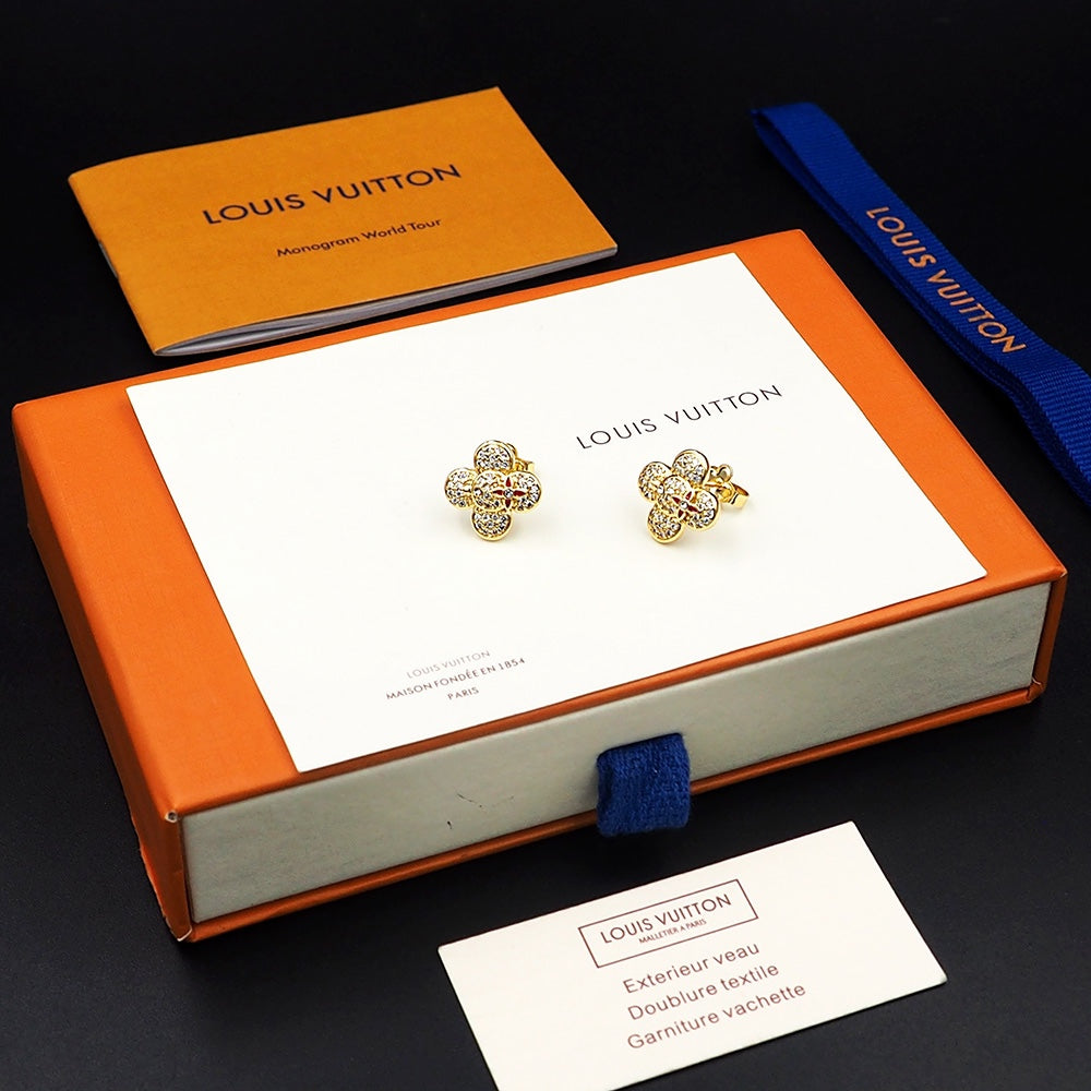 Louis Vuitton Vivienne Diamond Earrings - 18K Gold