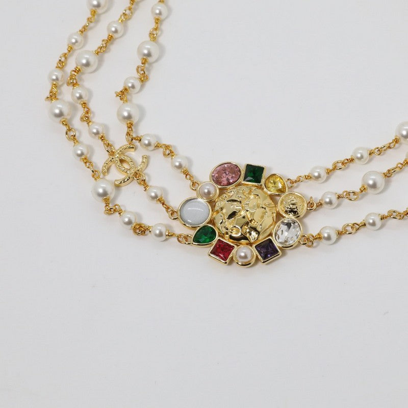 Chanel Color Crystal Pearls Choker Necklace