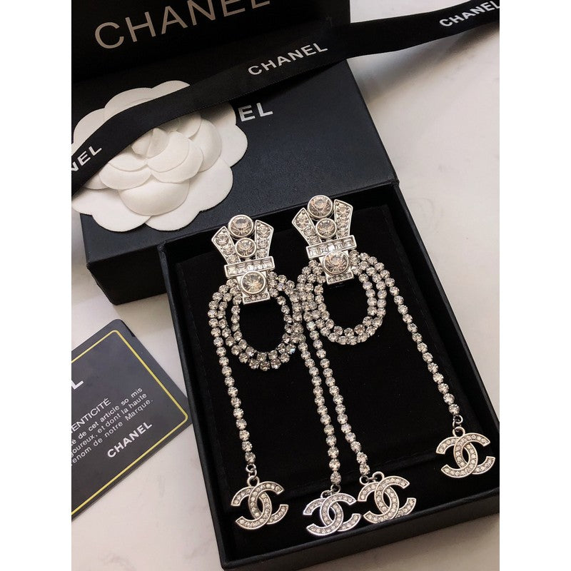 Chanel Tassel Crystal Earrings - 18K White Gold