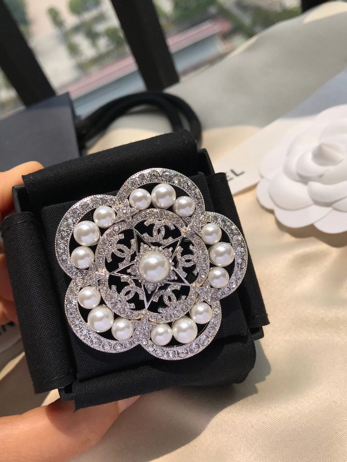 Chanel Camellia Pearl Brooch