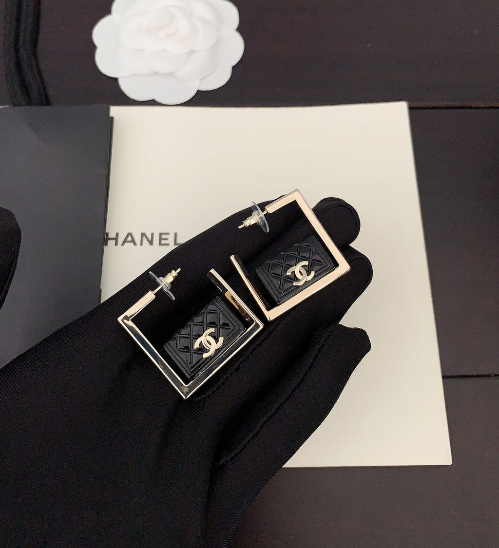 Chanel Black Bag Pendant Earrings - 18K Yellow Gold