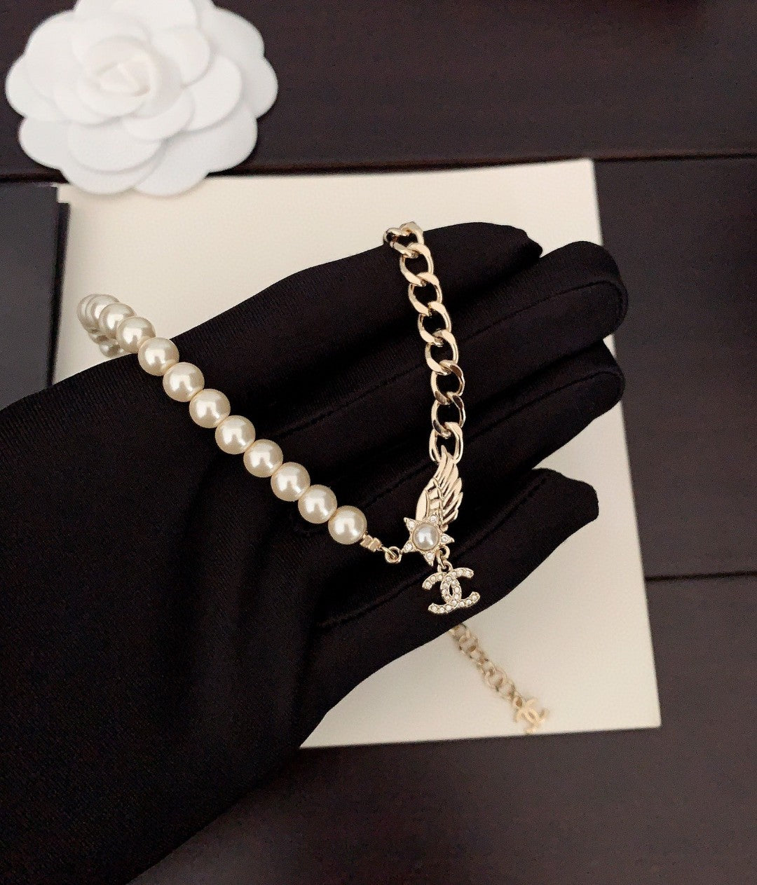 Chanel Pearl Chain Choker Necklace