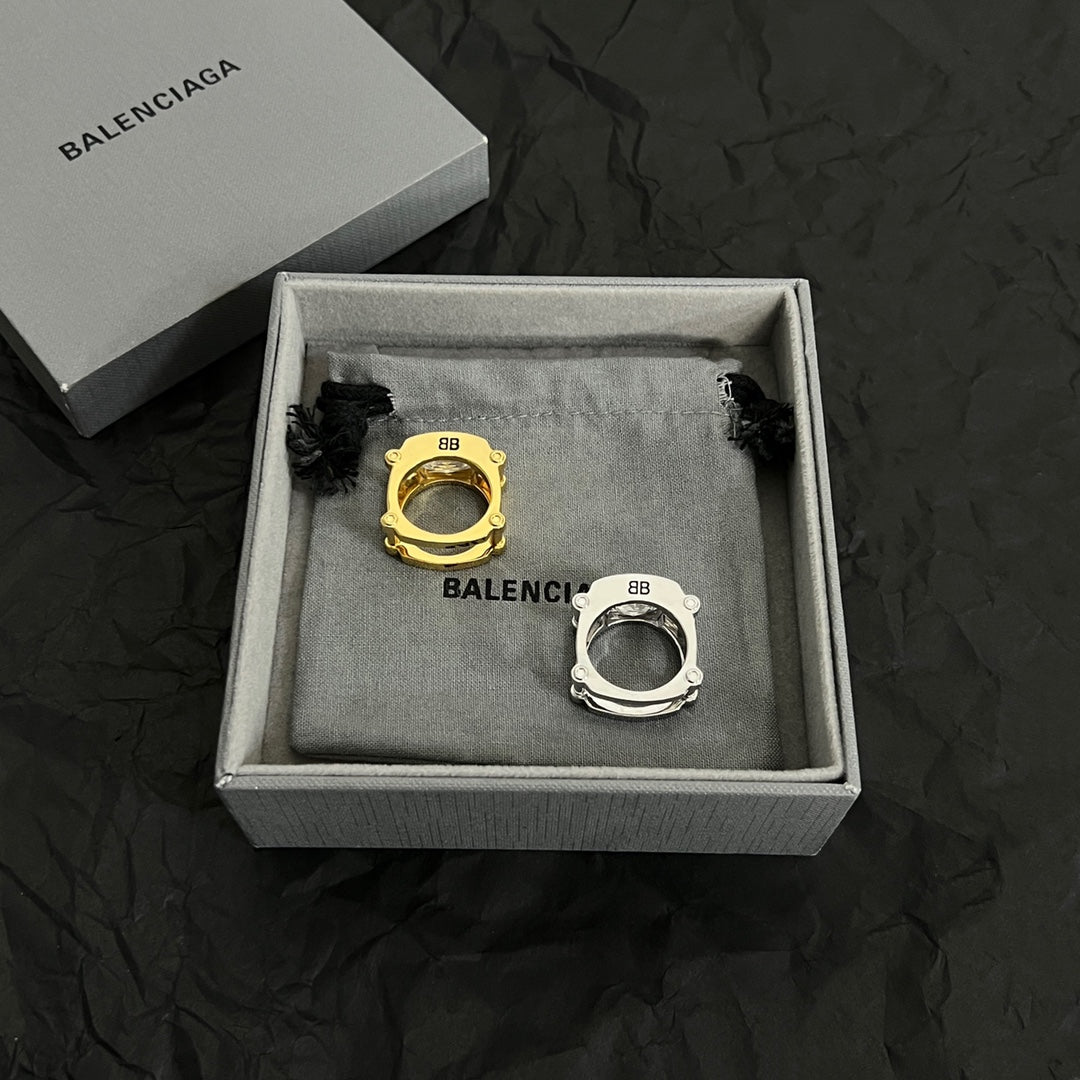 Balenciaga Crystal Ring - 18K Yellow Gold