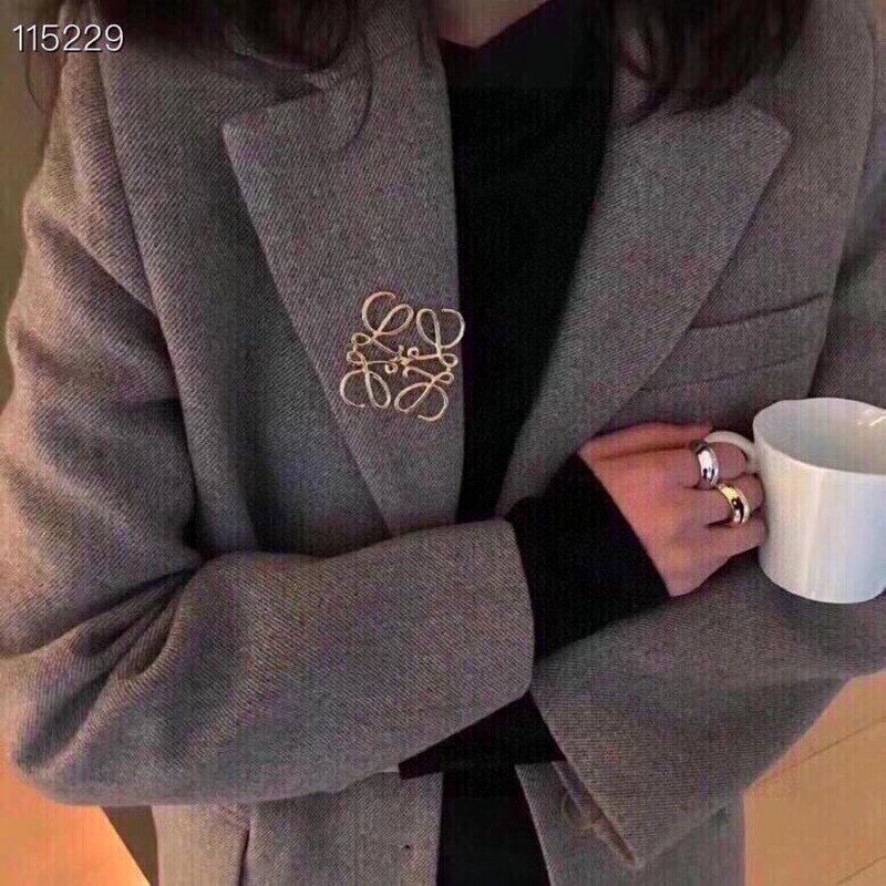 LOEWE Anagram Gold Brooch