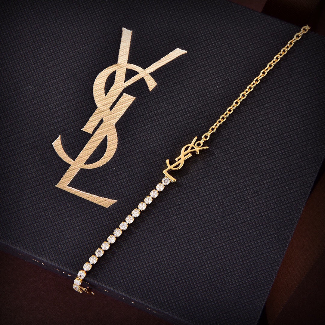 YSL Crystals Chain Bracelet