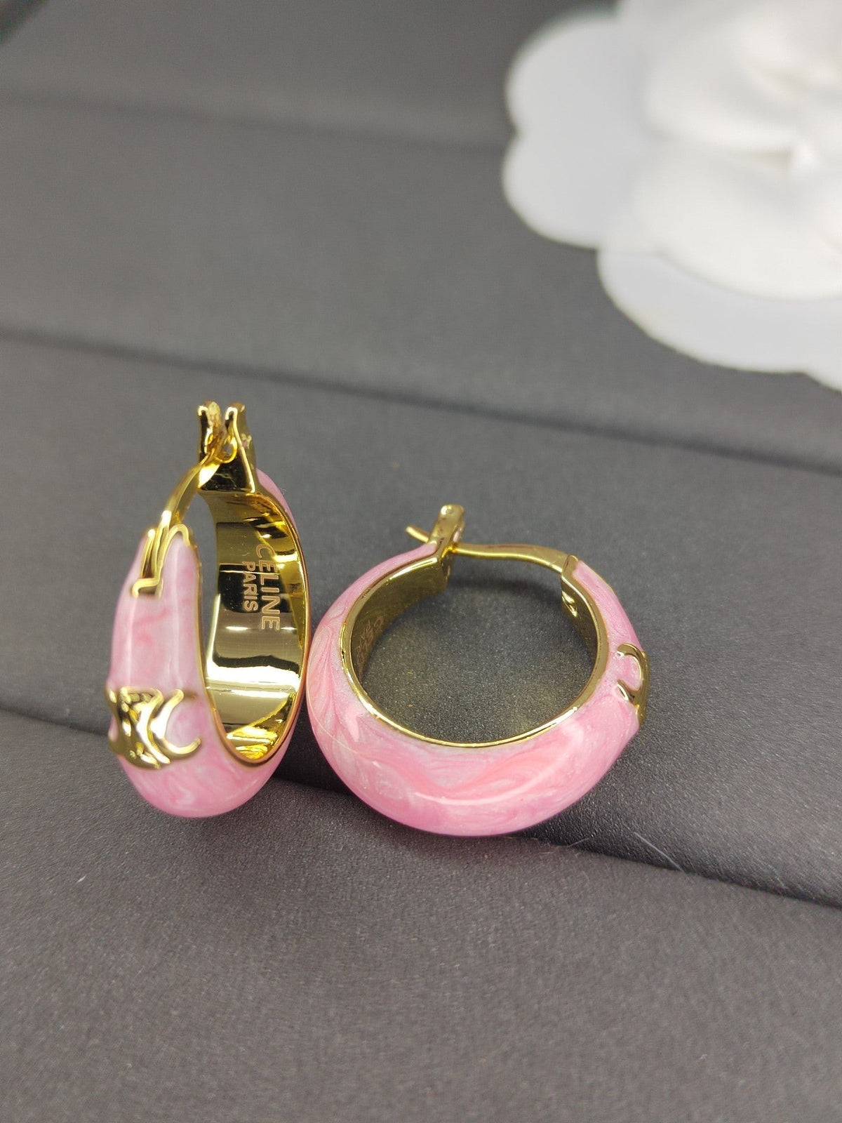 Celine Pink Earrings - 18K Yellow Gold