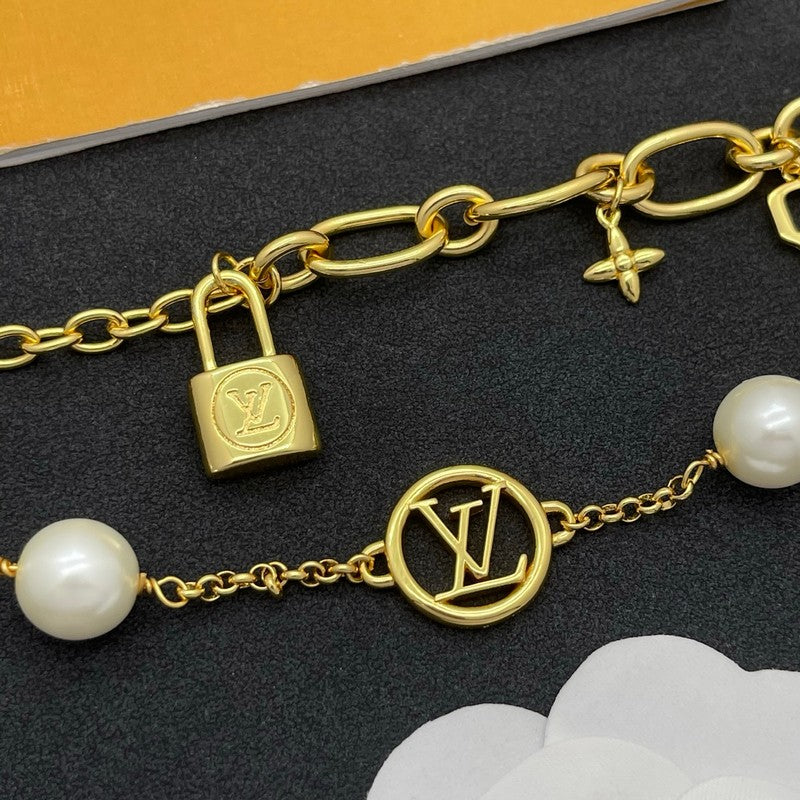 Louis Vuitton Pearl Lock Gold Bracelet