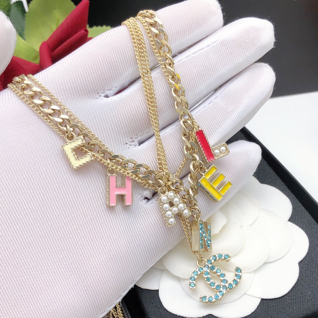 Chanel Color Typo Necklace