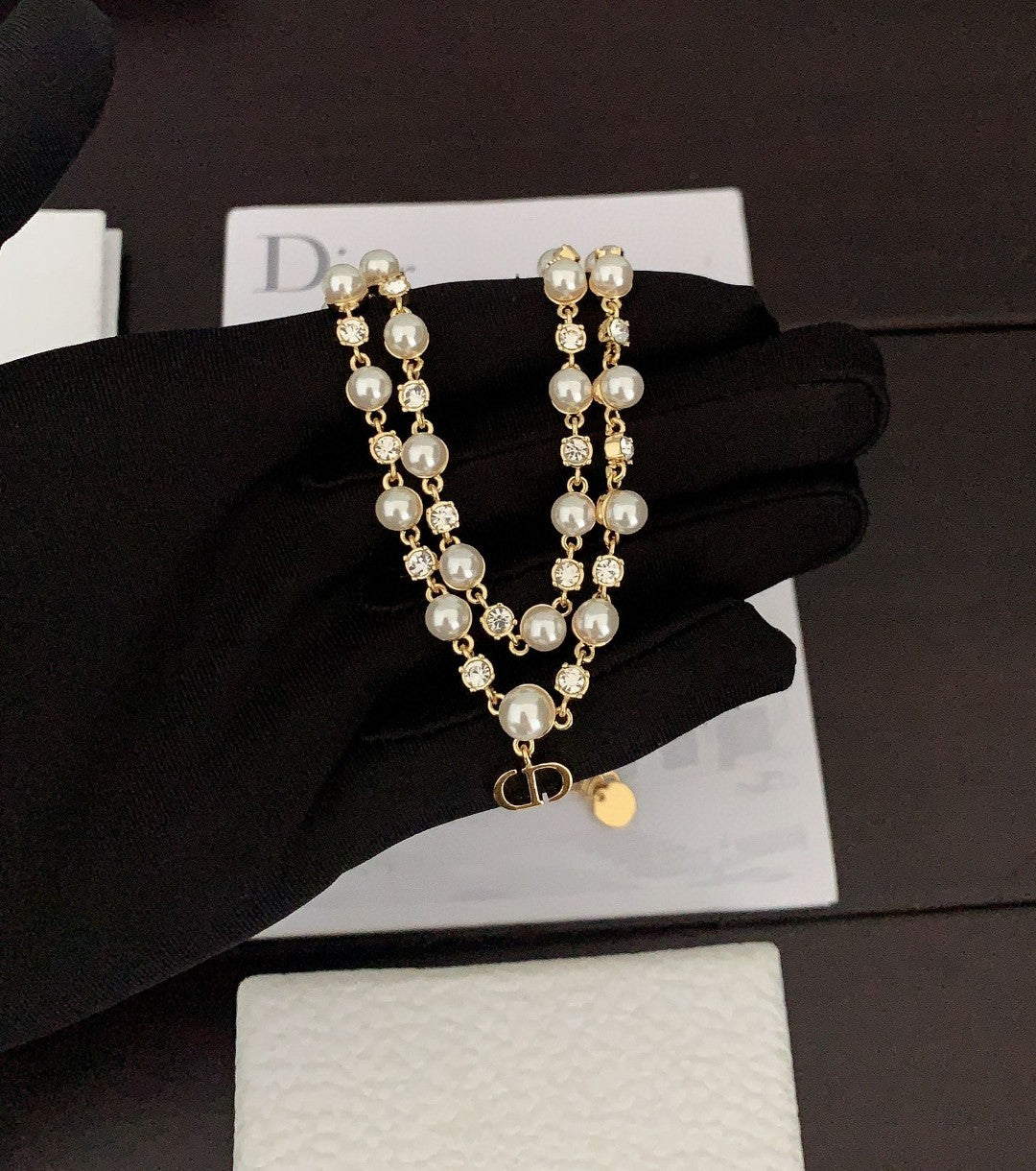Dior Long Pearl Chain Necklace