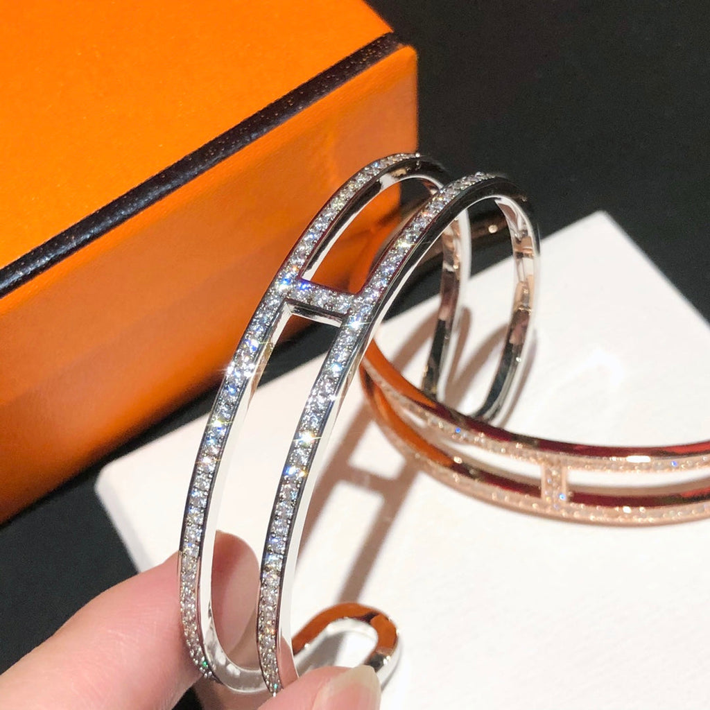 Hermes Ever Chain d'Ancre Cuff Diamond Bracelet - 18K Gold
