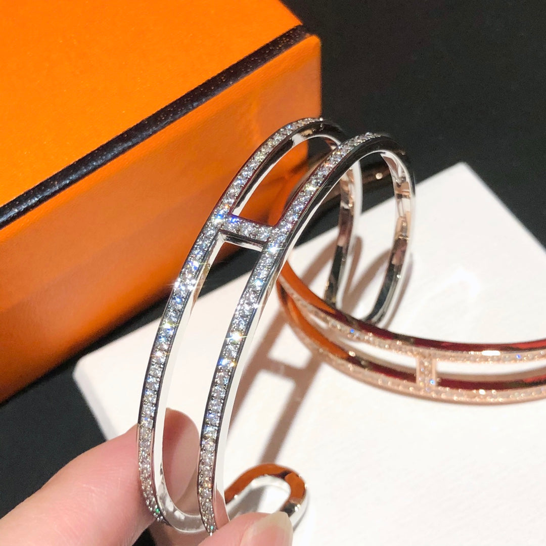 Hermes Ever Chain d'Ancre Cuff Diamond Bracelet - 18K Gold